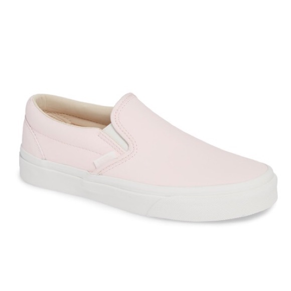 pink leather slip on vans